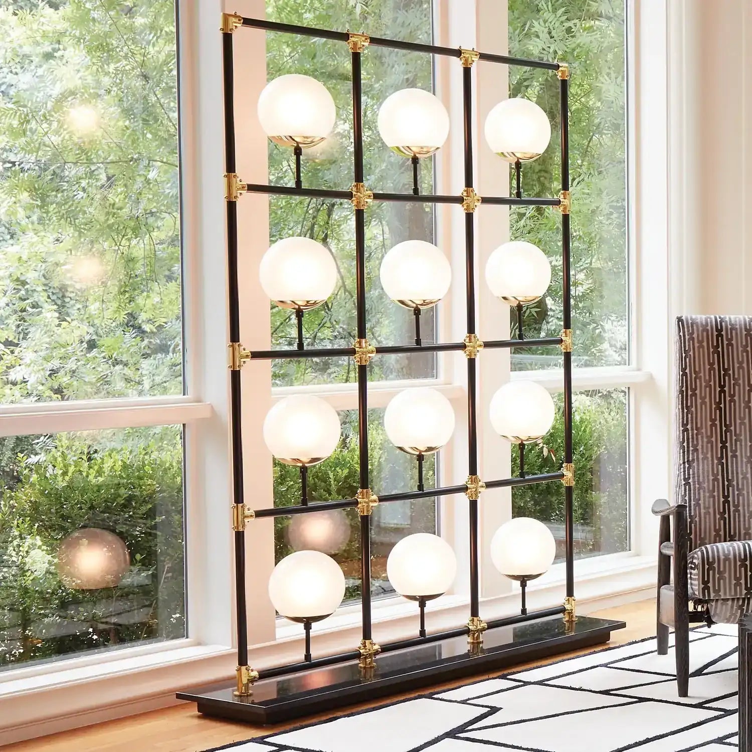 GLOBAL VIEWS, GLOBE IN SQUARE FLOOR SCREEN, FLOOR LAMP