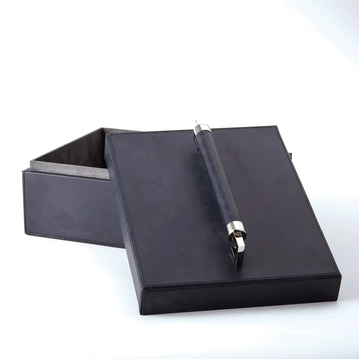 GLOBAL VIEWS WRAPPED LEATHER HANDLE BOX - Decorative Accents