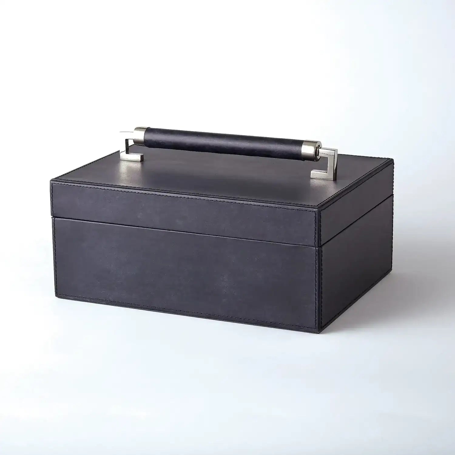 GLOBAL VIEWS WRAPPED LEATHER HANDLE BOX - Decorative Accents