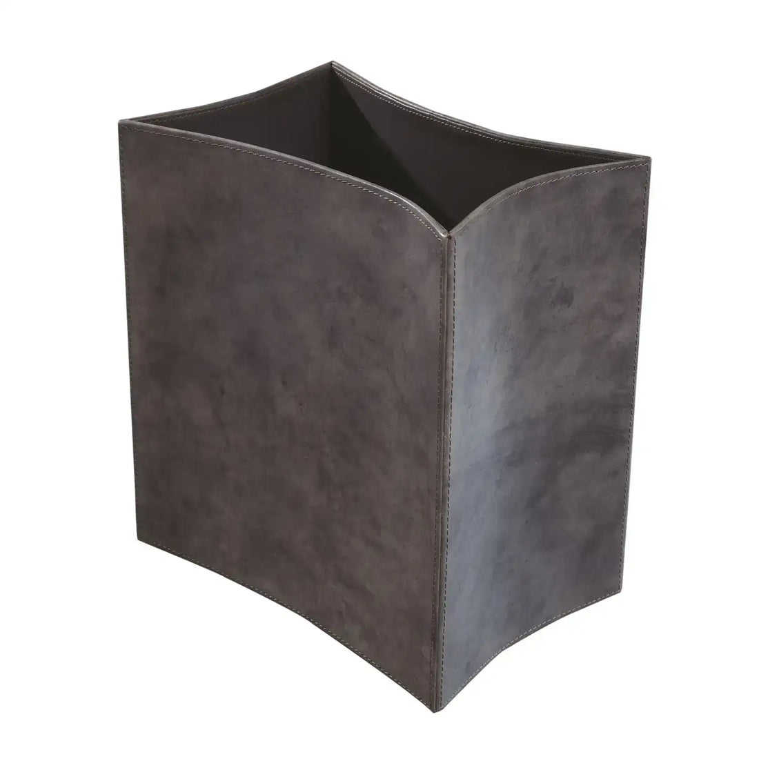 GLOBAL VIEWS FOLDED LEATHER WASTEBASKET - Decorative Accents