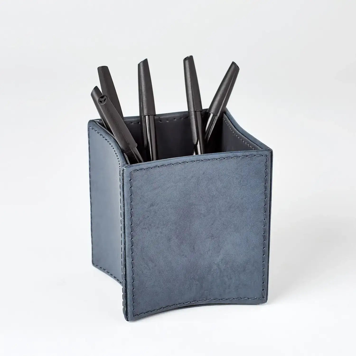 GLOBAL VIEWS FOLDED LEATHER PENCIL CUP - Decorative Accents