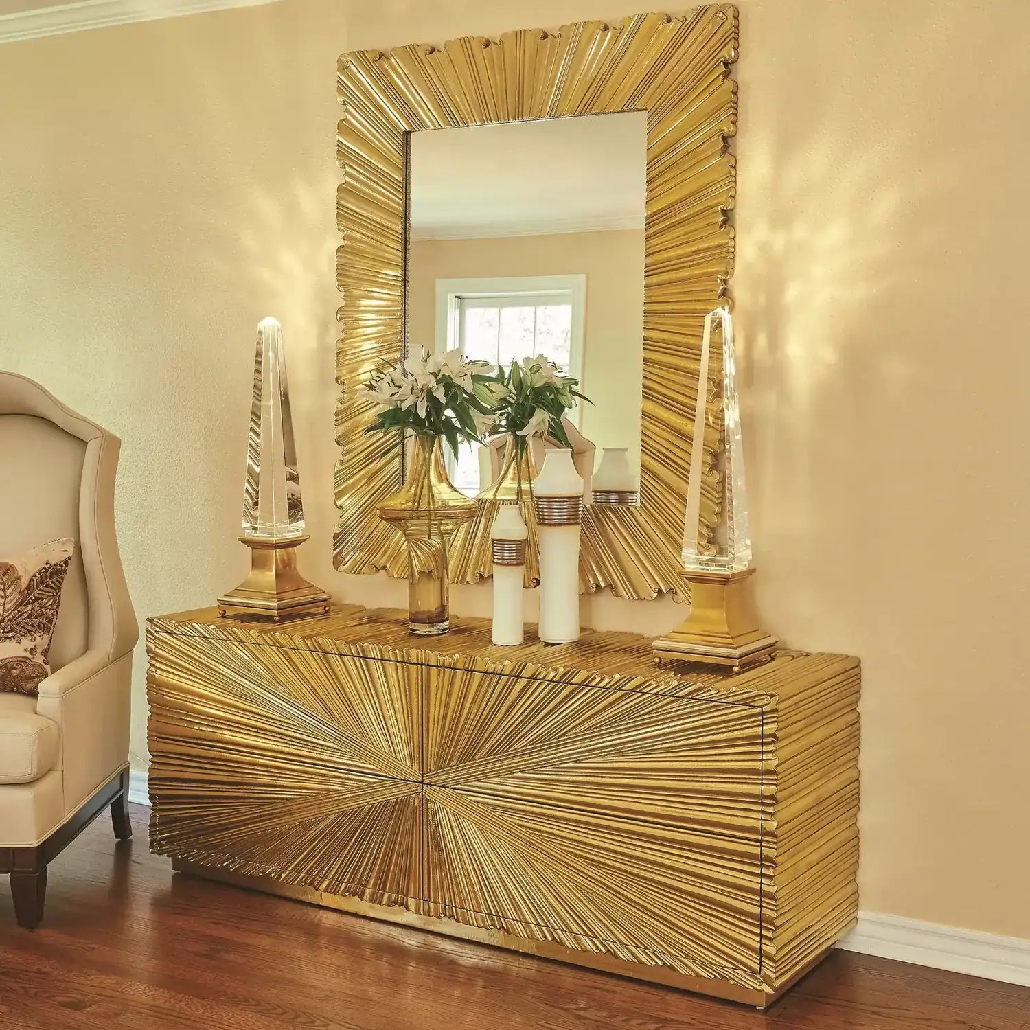 GLOBAL VIEWS LINENFOLD CABINET - Cabinets & Bar