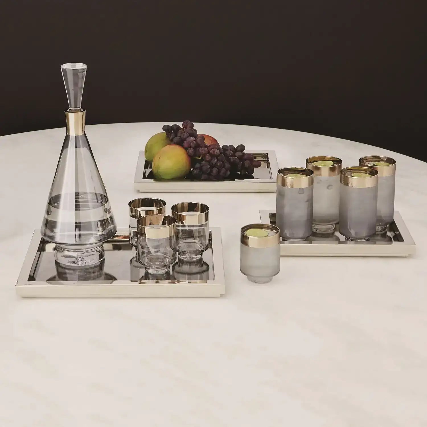 GLOBAL VIEWS S/3 STEPPED NESTING TRAYS - Decorative Accents