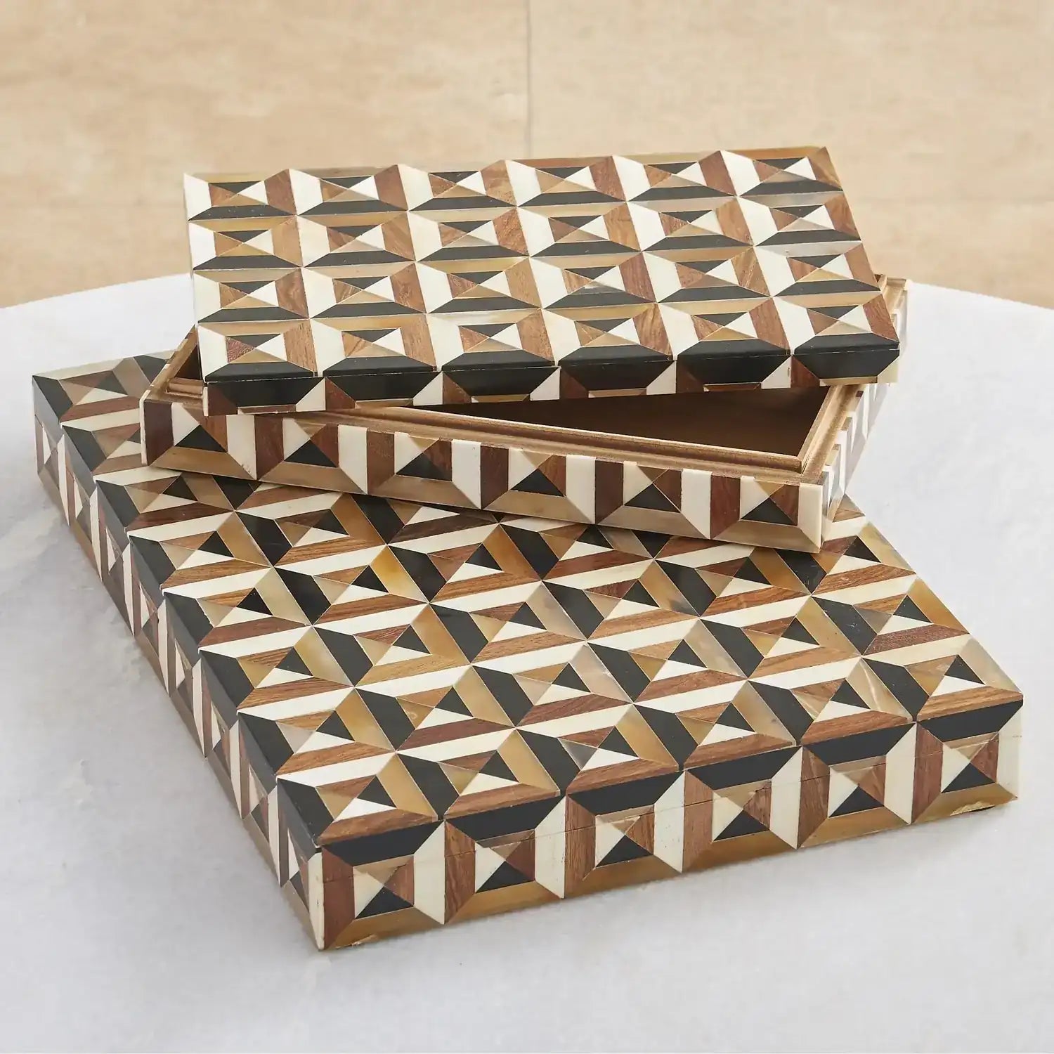 GLOBAL VIEWS TRIANGLE MARQUETRY BOX - Decorative Accents