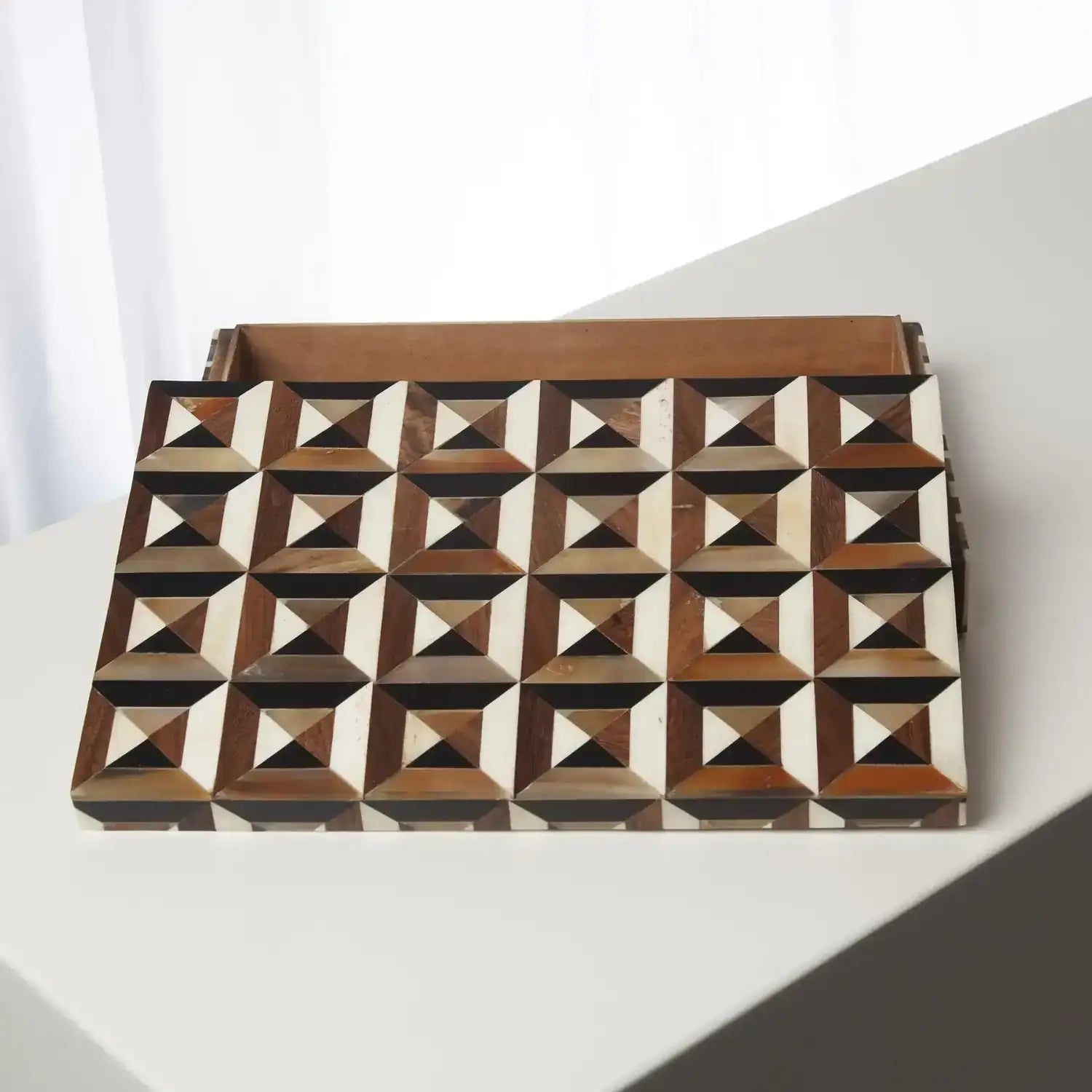 GLOBAL VIEWS TRIANGLE MARQUETRY BOX - Decorative Accents