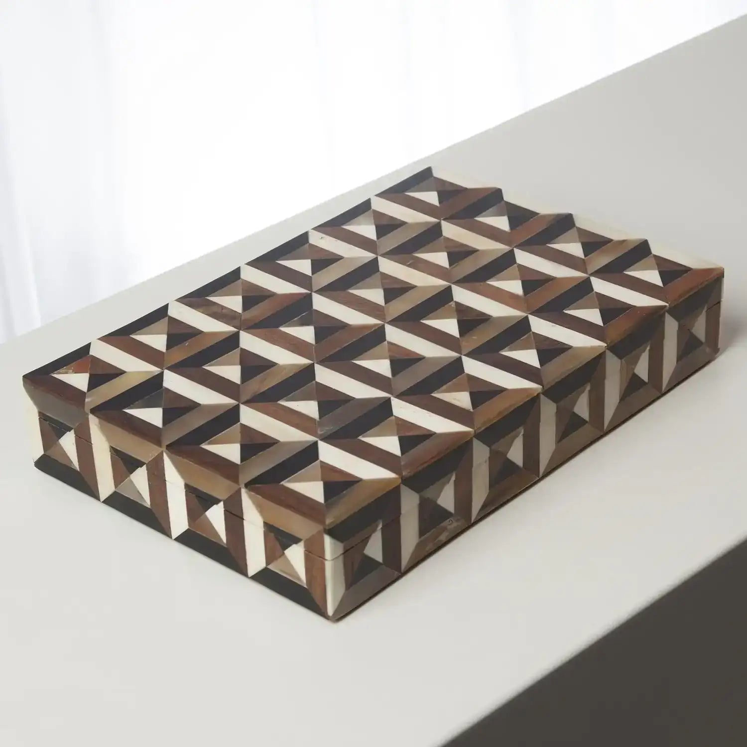 GLOBAL VIEWS TRIANGLE MARQUETRY BOX - Decorative Accents