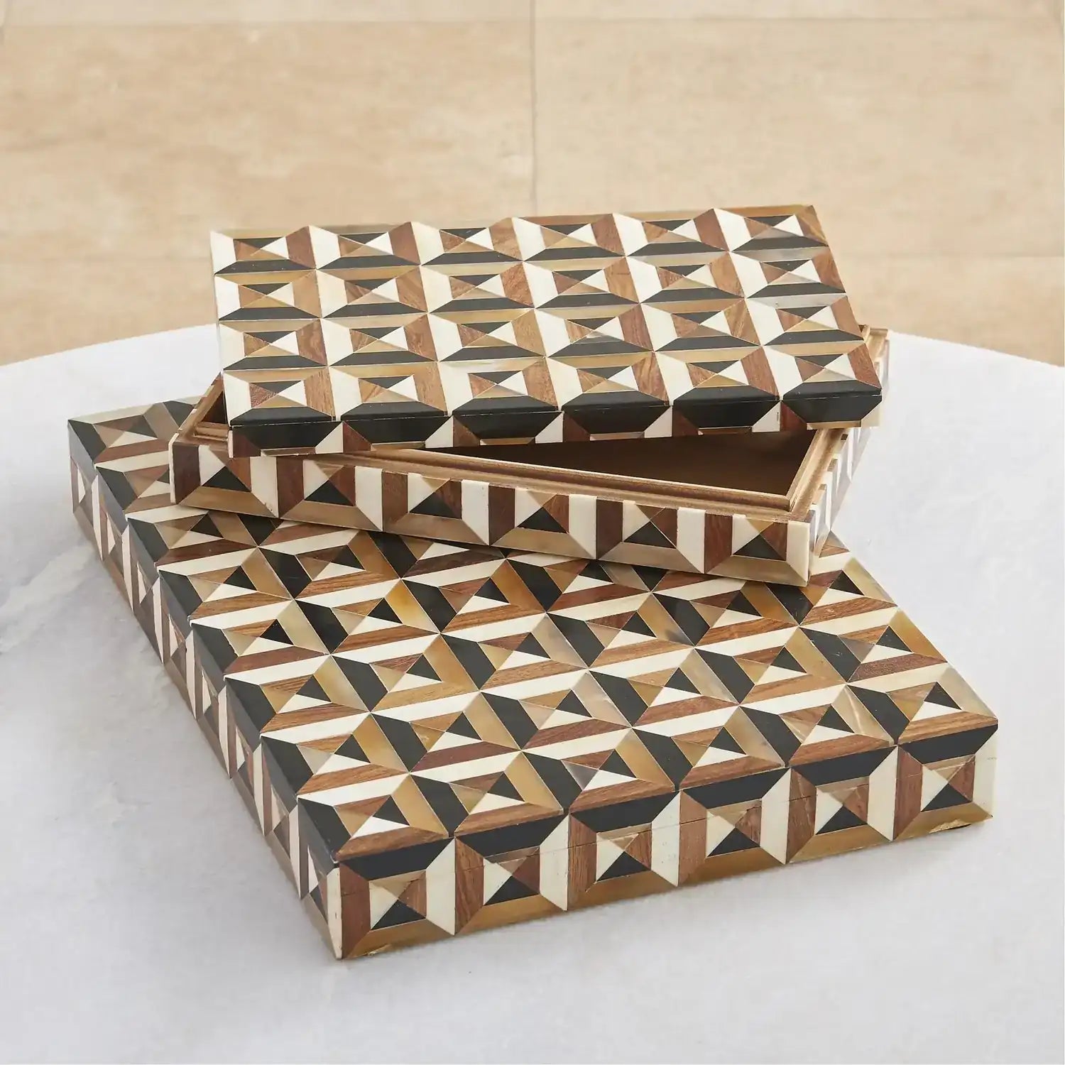 GLOBAL VIEWS TRIANGLE MARQUETRY BOX - Decorative Accents