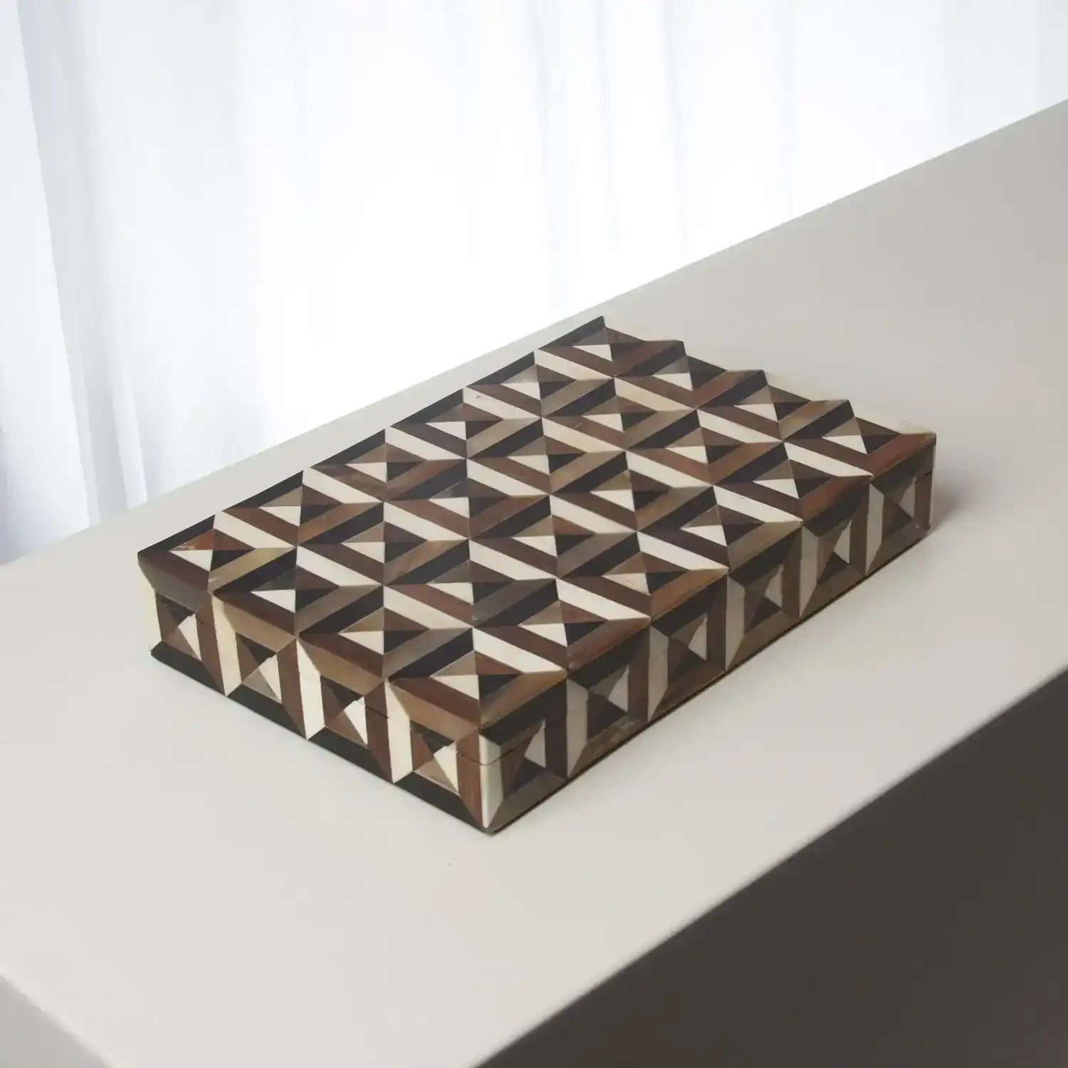 GLOBAL VIEWS TRIANGLE MARQUETRY BOX - Decorative Accents