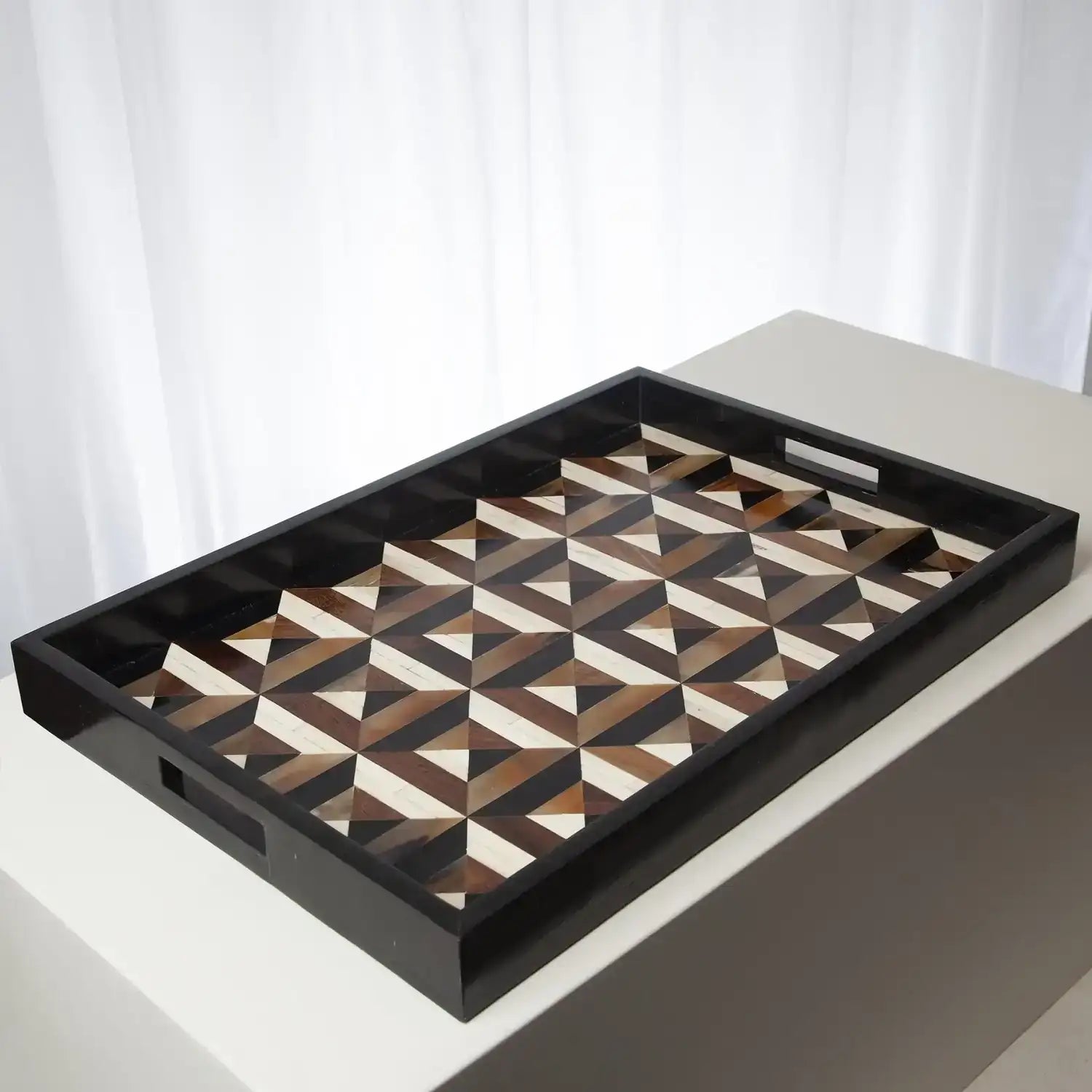 GLOBAL VIEWS TRIANGLE MARQUETRY TRAY - Decorative Accents