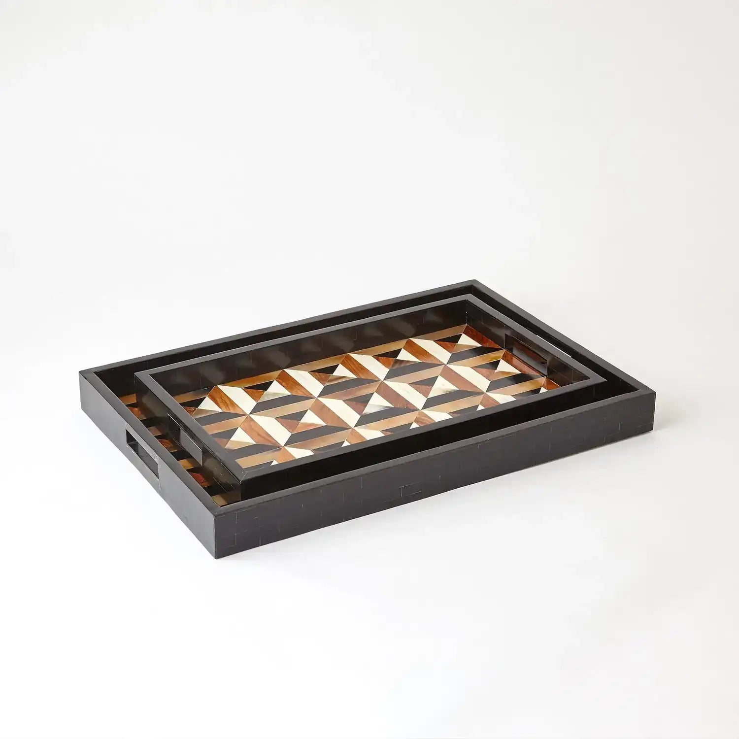 GLOBAL VIEWS TRIANGLE MARQUETRY TRAY - Decorative Accents