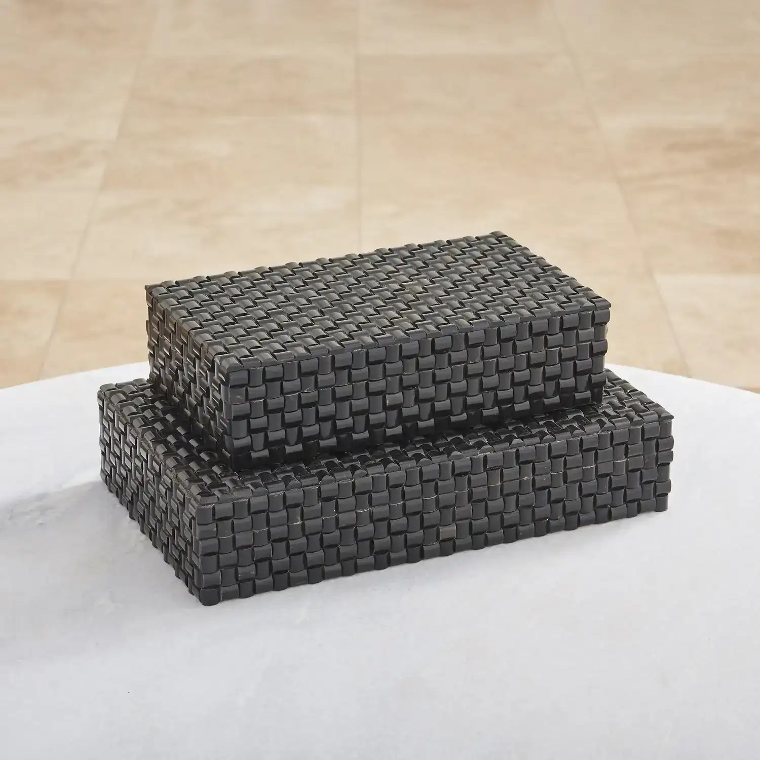 GLOBAL VIEWS HORN BOX WOVEN BLACK - Decorative Accents