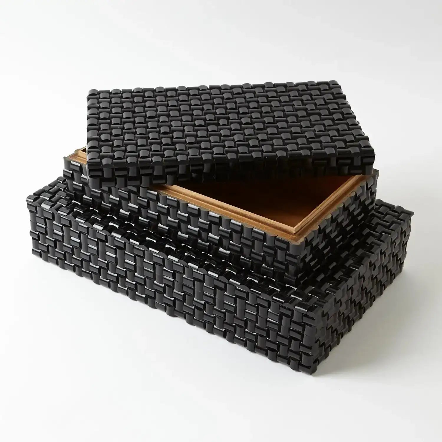 GLOBAL VIEWS HORN BOX WOVEN BLACK - Decorative Accents