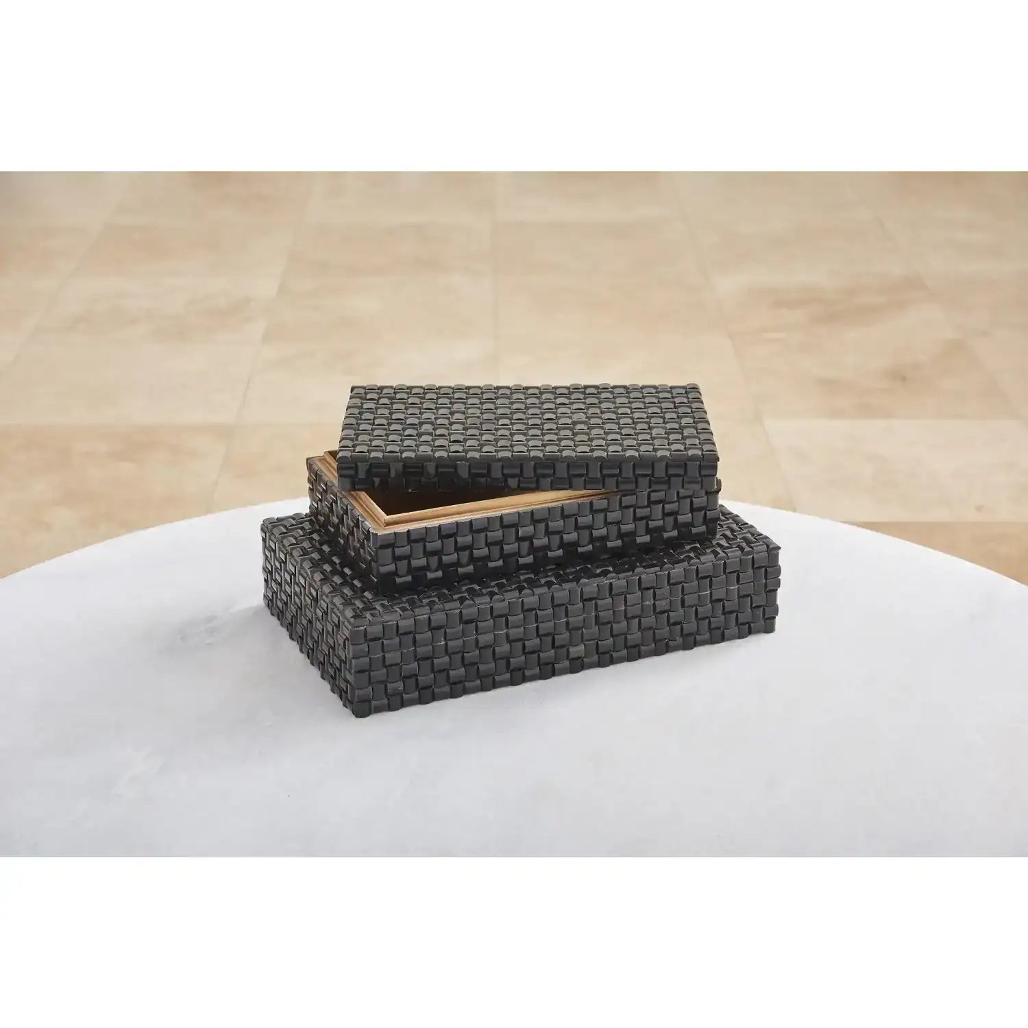 GLOBAL VIEWS HORN BOX WOVEN BLACK - Decorative Accents
