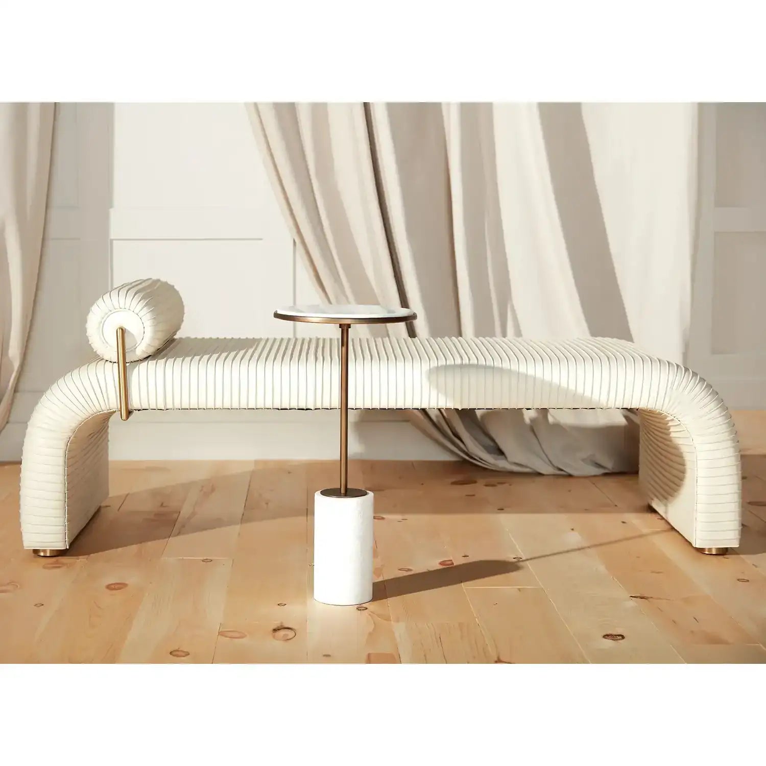 GLOBAL VIEWS SHORT CORED MARBLE TABLE - Side
