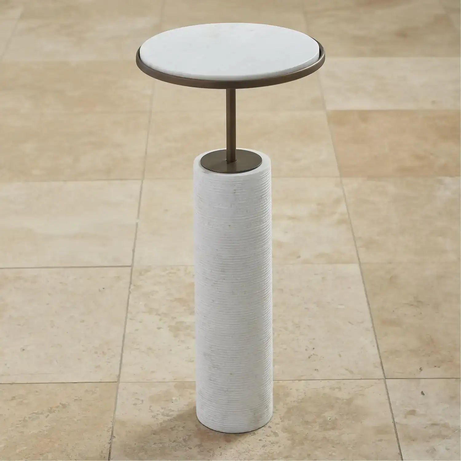 GLOBAL VIEWS SHORT CORED MARBLE TABLE - Side