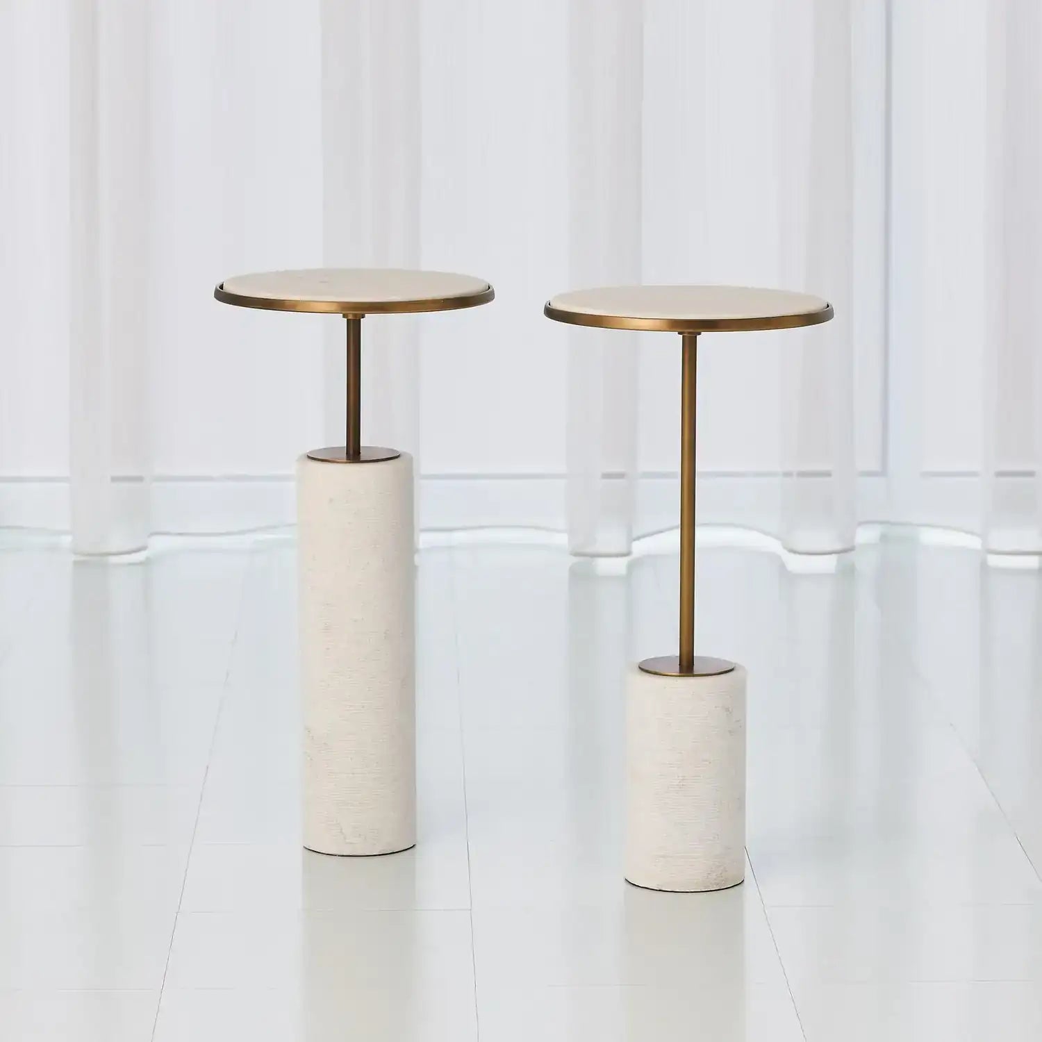 GLOBAL VIEWS SHORT CORED MARBLE TABLE - Side