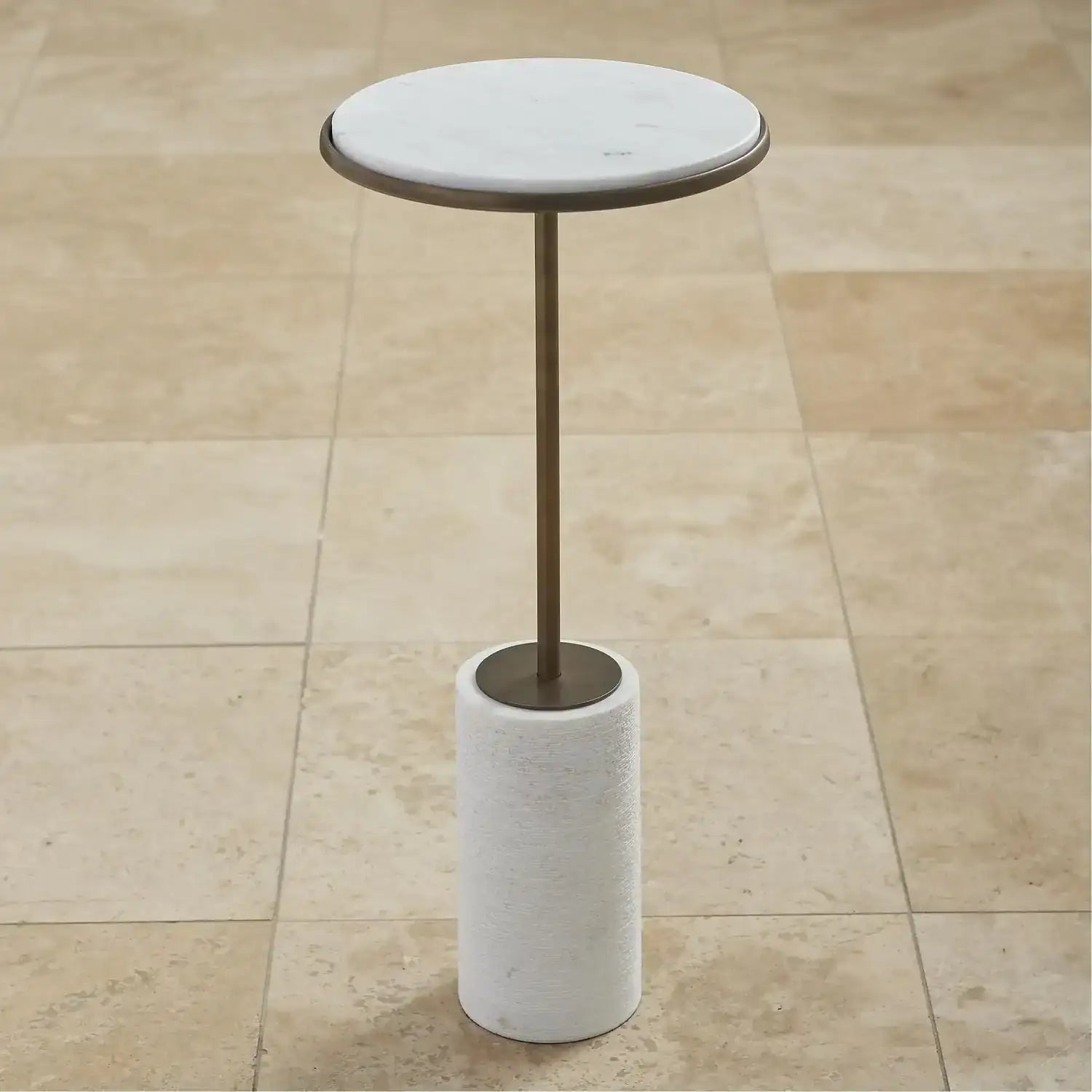 GLOBAL VIEWS SHORT CORED MARBLE TABLE - Side