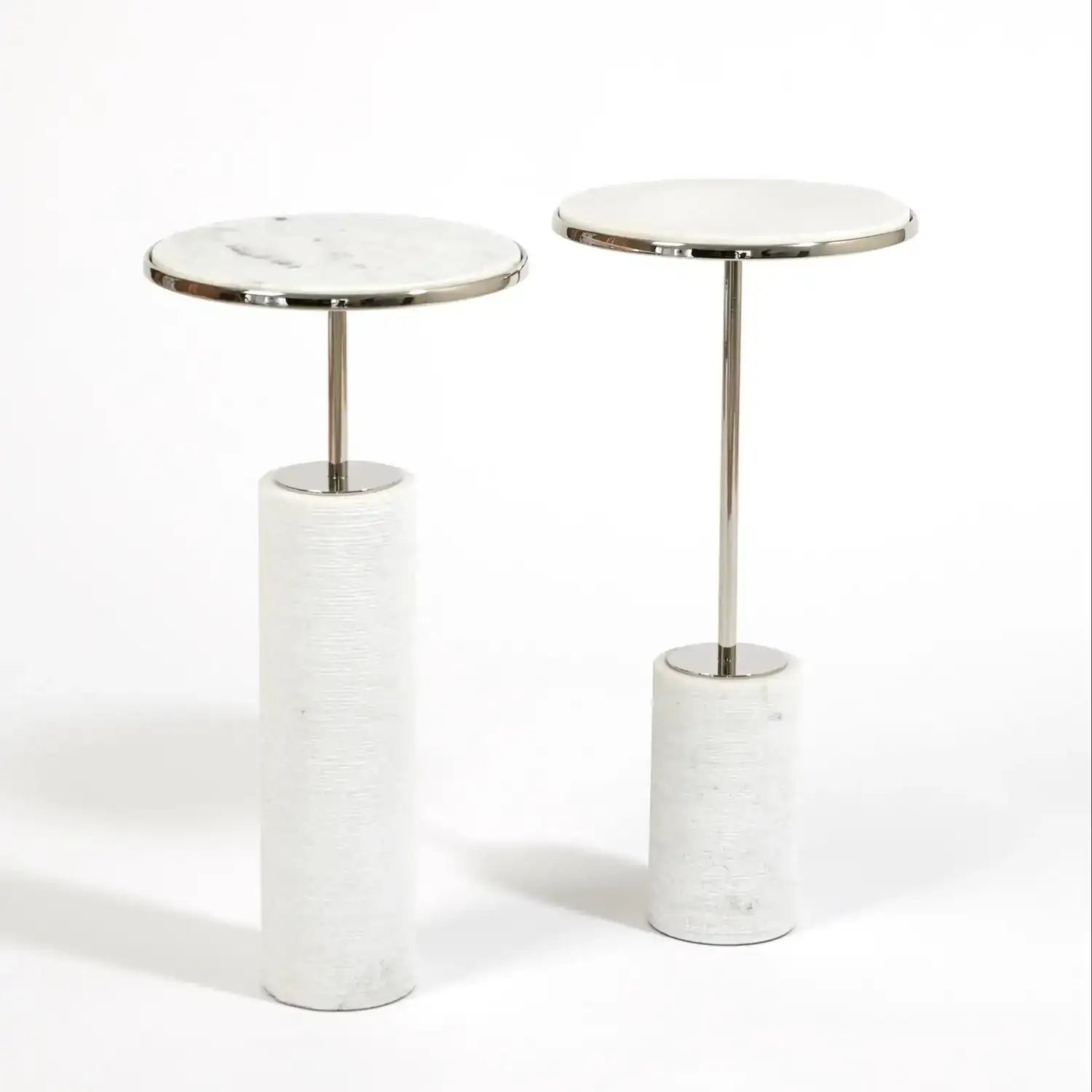 GLOBAL VIEWS SHORT CORED MARBLE TABLE - Side