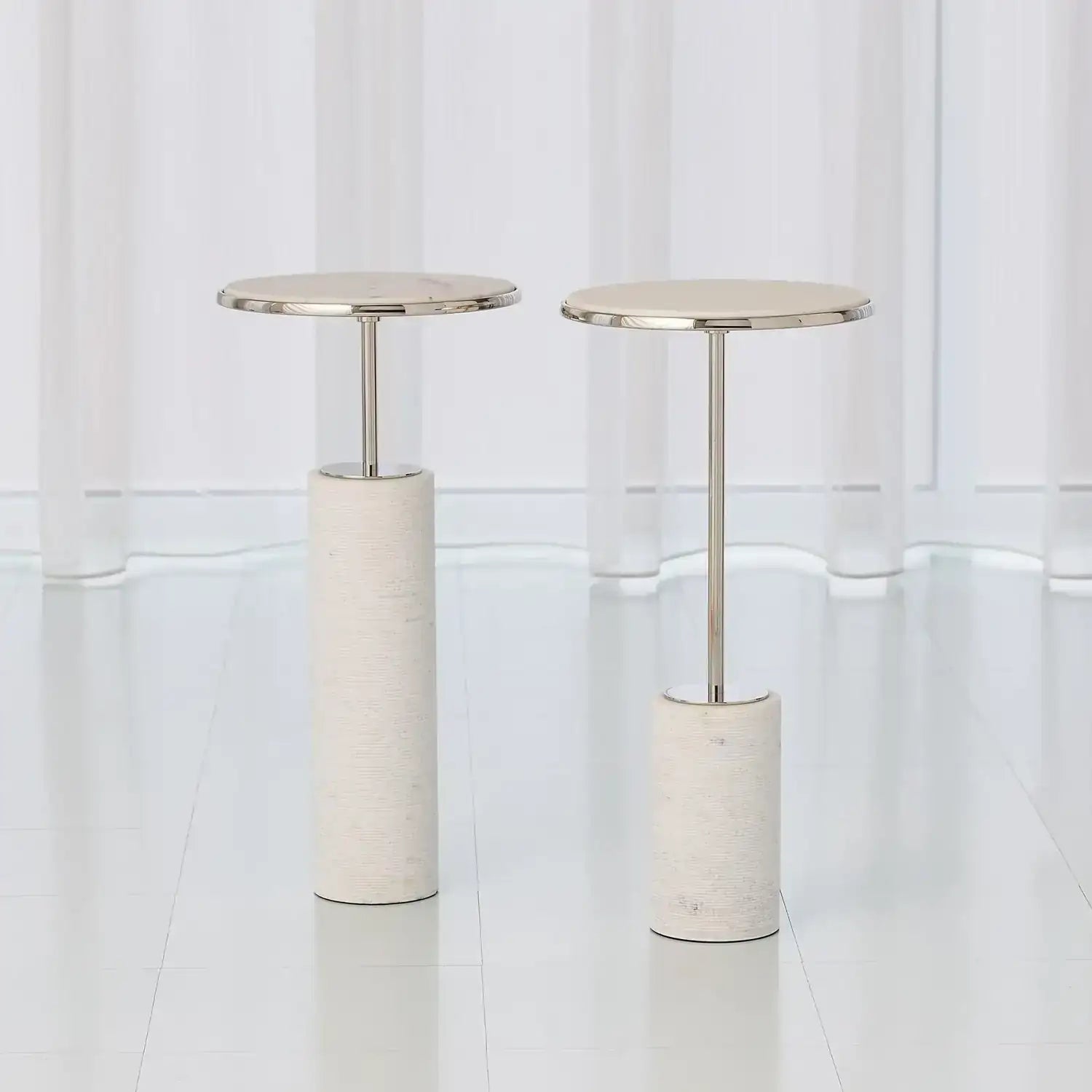 GLOBAL VIEWS SHORT CORED MARBLE TABLE - Side