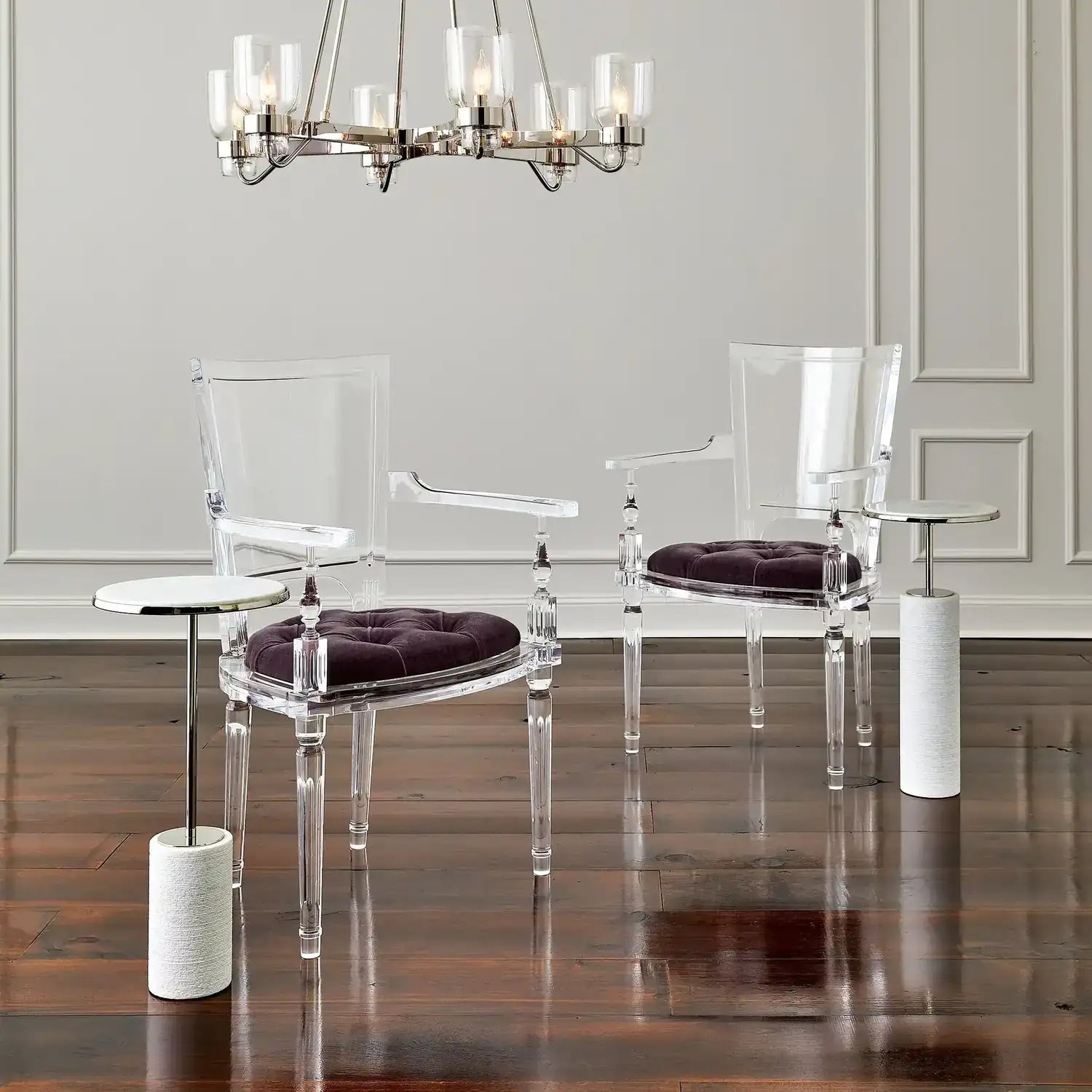 GLOBAL VIEWS SHORT CORED MARBLE TABLE - Side