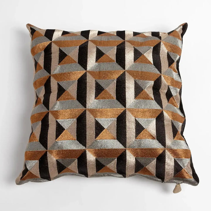 GLOBAL VIEWS TRIANGLE MARQUETRY PILLOW - Decorative Accents