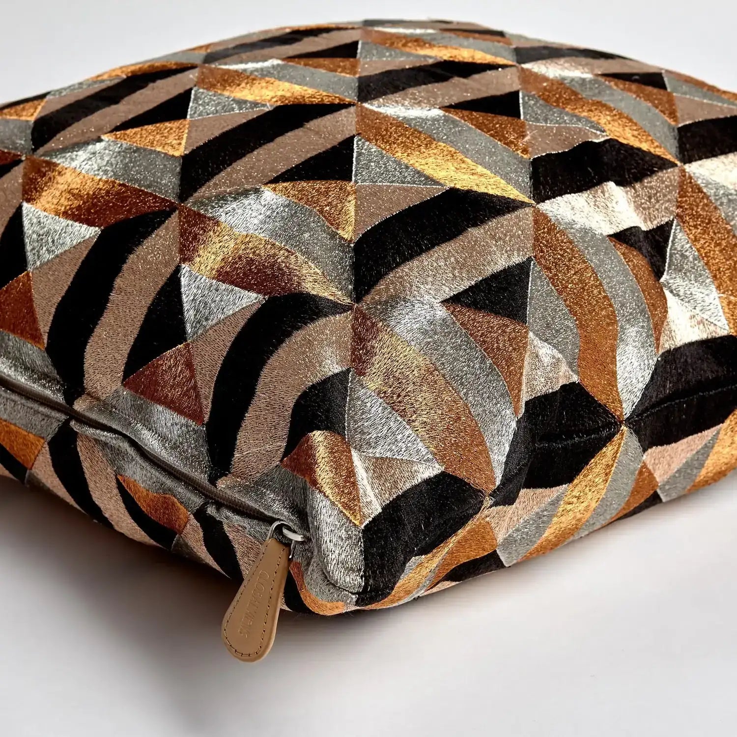 GLOBAL VIEWS TRIANGLE MARQUETRY PILLOW - Decorative Accents