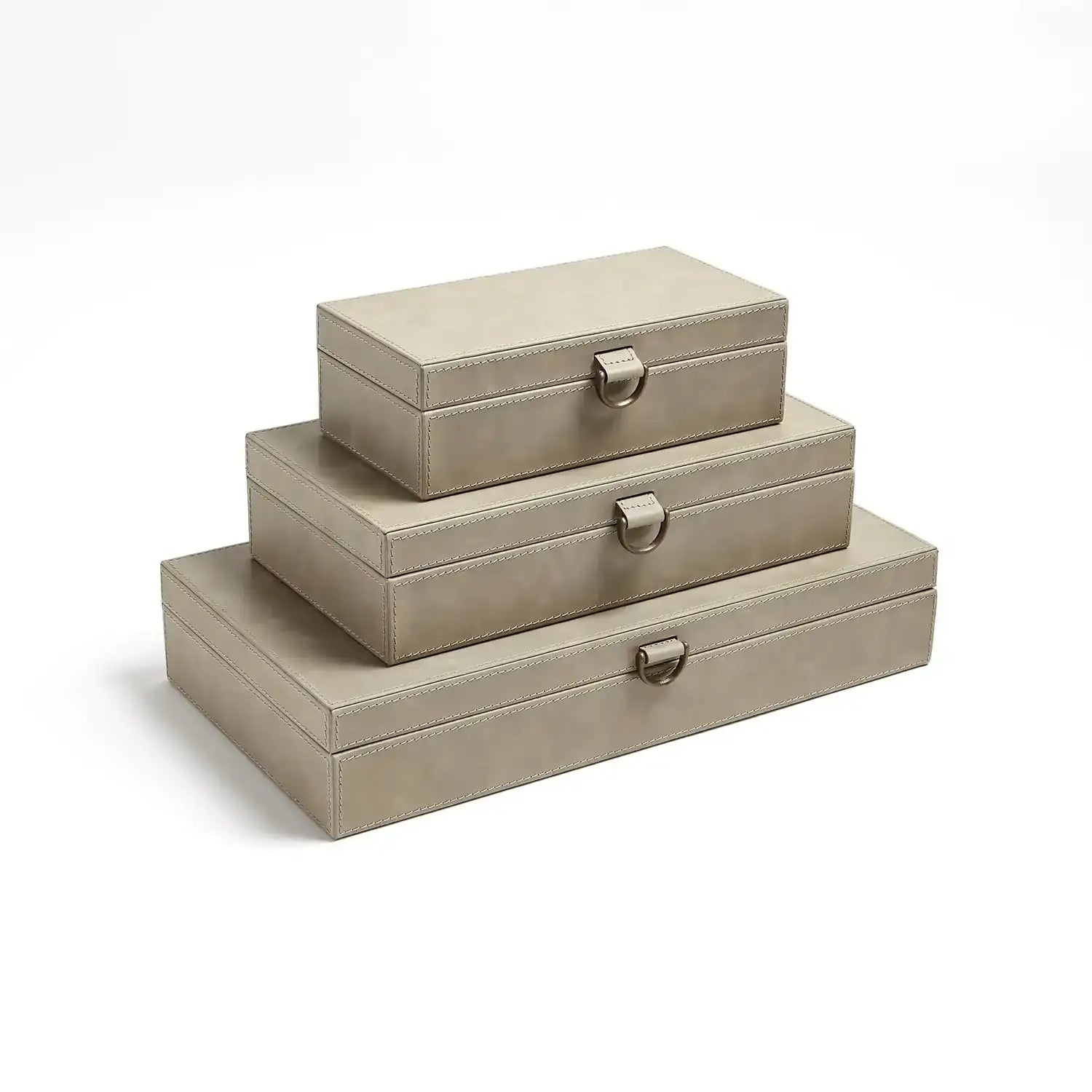 GLOBAL VIEWS MARBLED LEATHER D RING BOX - Decorative Accents