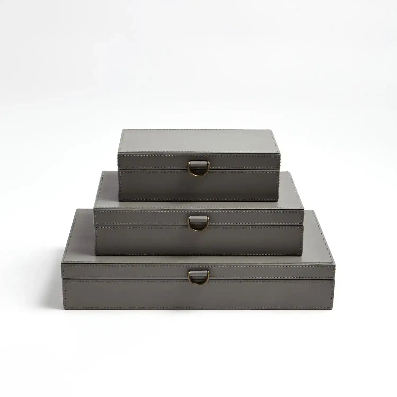 GLOBAL VIEWS MARBLED LEATHER D RING BOX - Decorative Accents