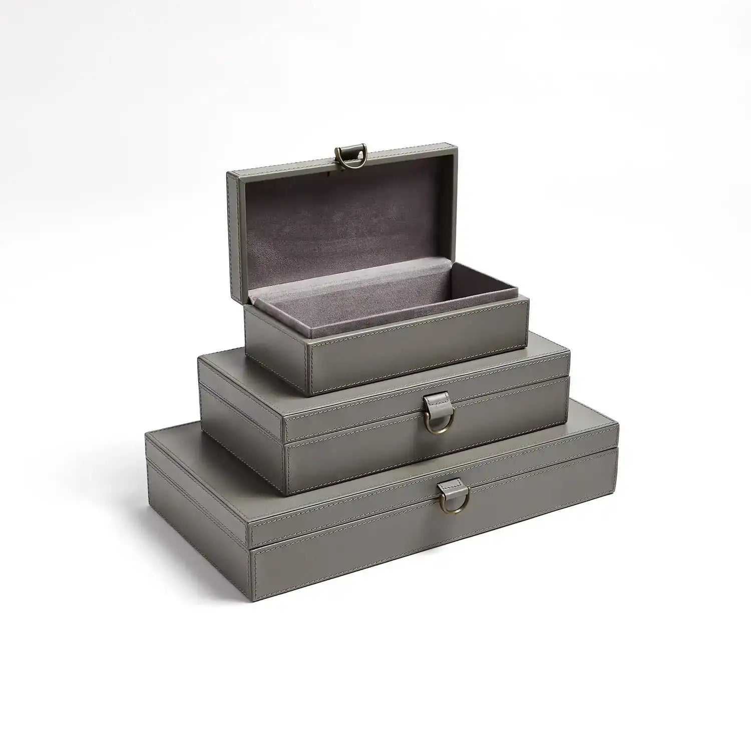 GLOBAL VIEWS MARBLED LEATHER D RING BOX - Decorative Accents