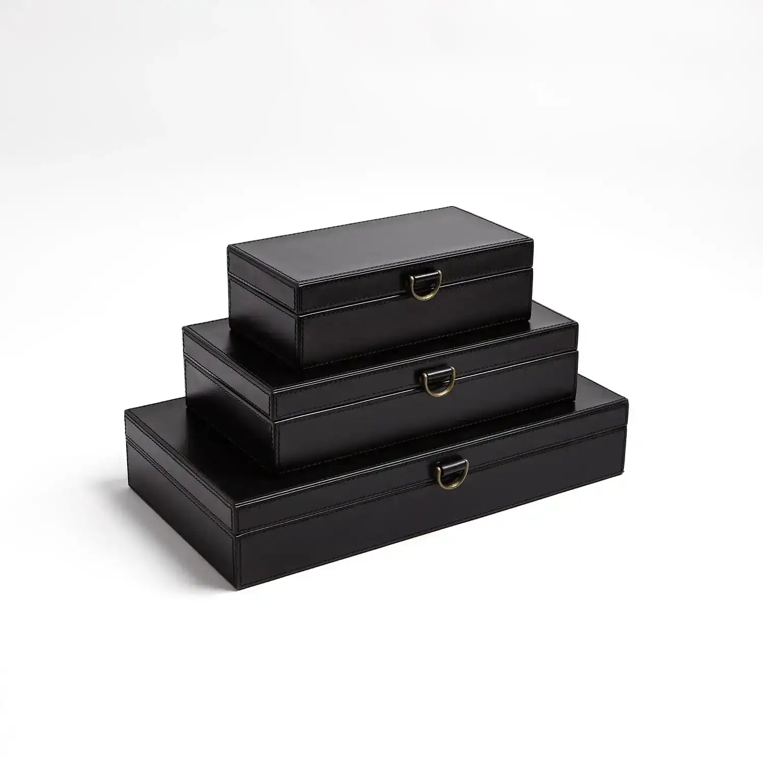 GLOBAL VIEWS MARBLED LEATHER D RING BOX - Decorative Accents