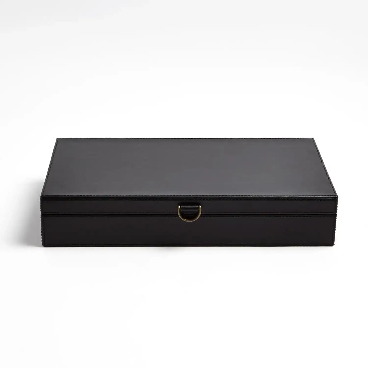 GLOBAL VIEWS MARBLED LEATHER D RING BOX - Decorative Accents