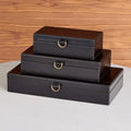 GLOBAL VIEWS MARBLED LEATHER D RING BOX - Decorative Accents