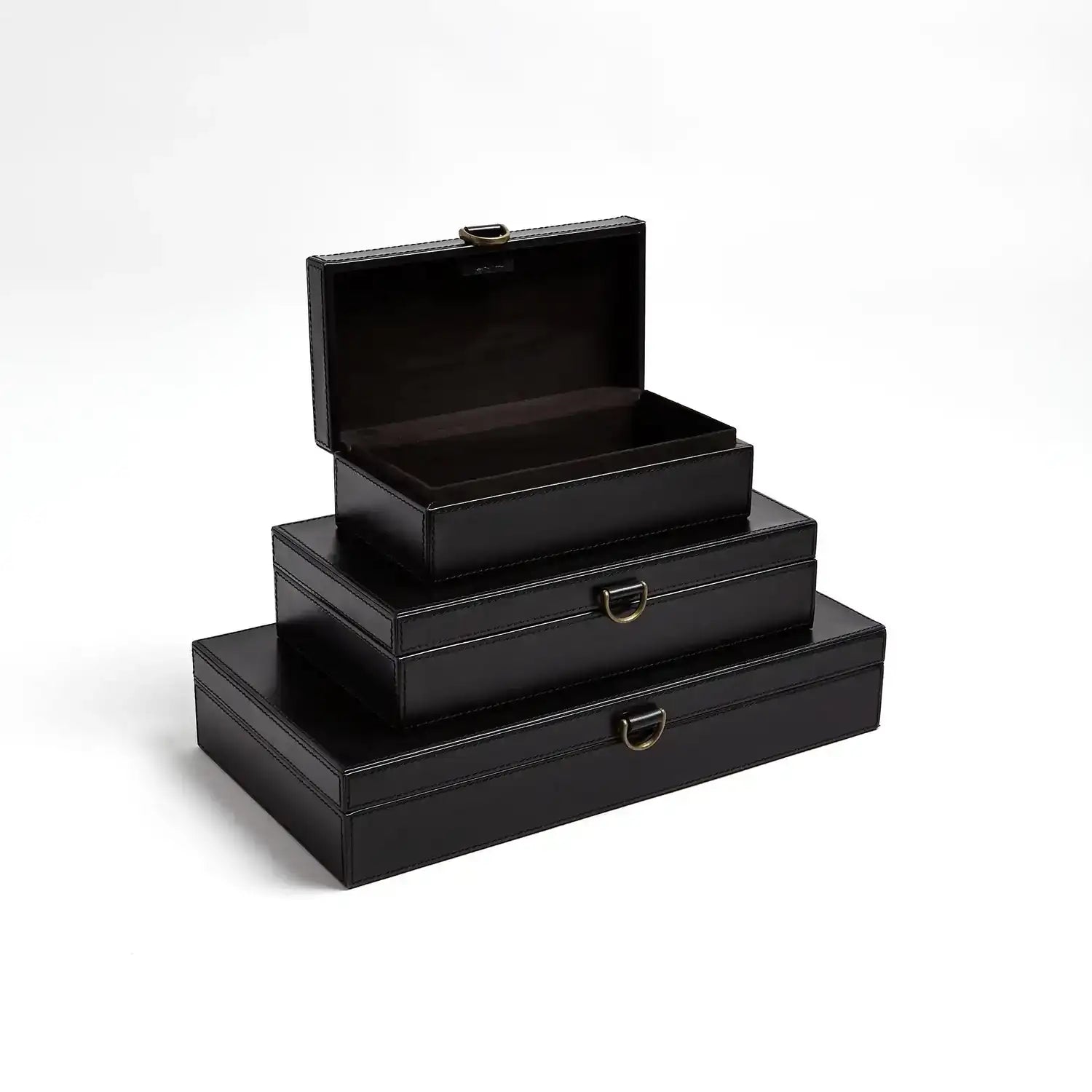 GLOBAL VIEWS MARBLED LEATHER D RING BOX - Decorative Accents