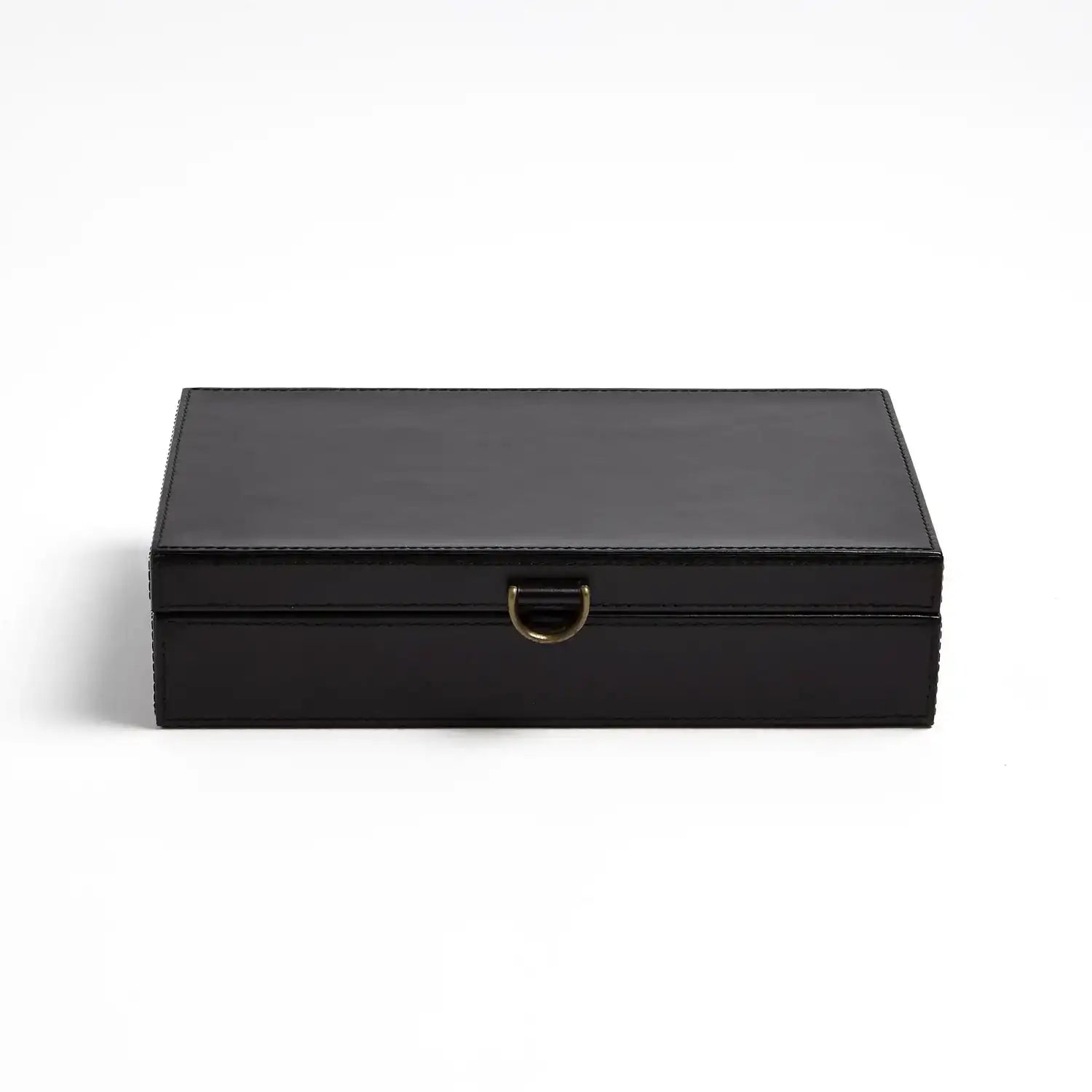 GLOBAL VIEWS MARBLED LEATHER D RING BOX - Decorative Accents