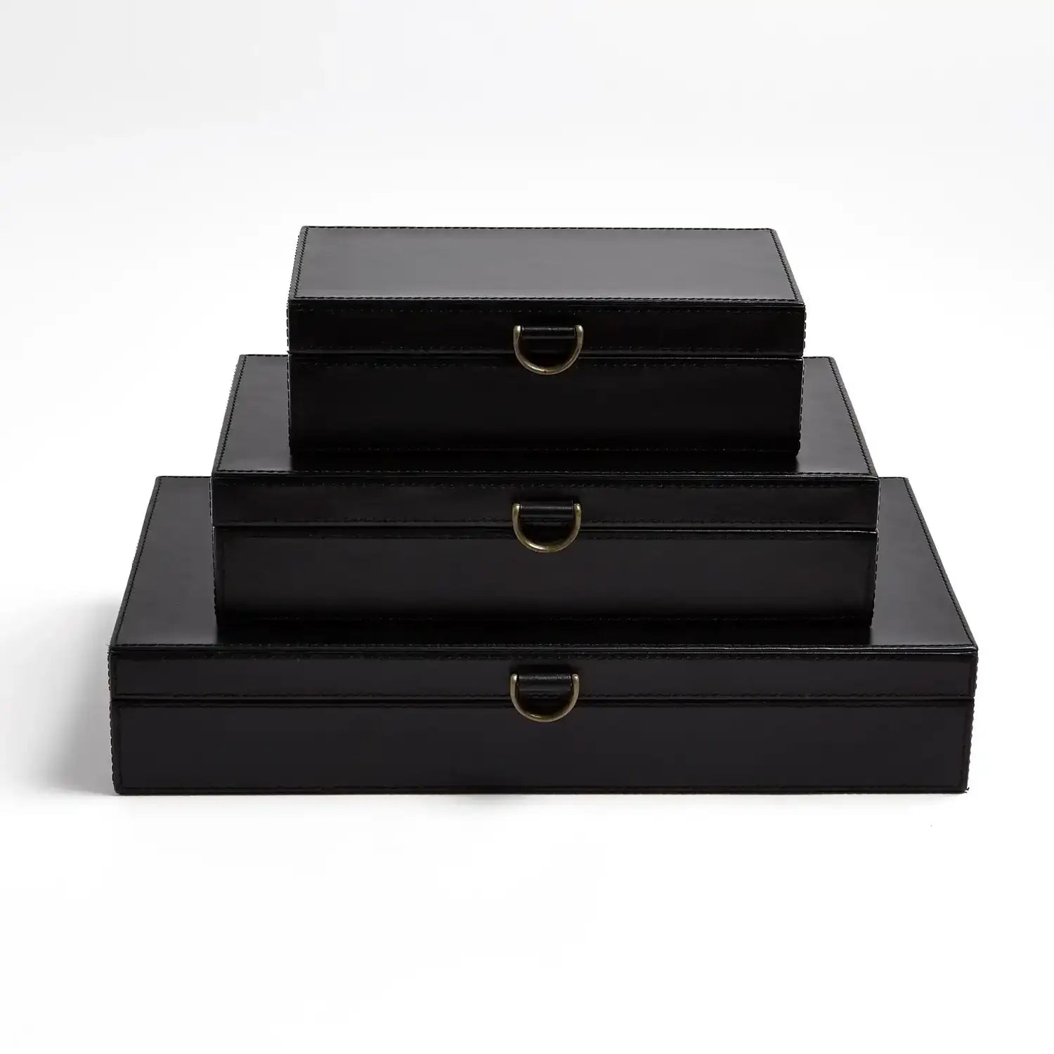GLOBAL VIEWS MARBLED LEATHER D RING BOX - Decorative Accents