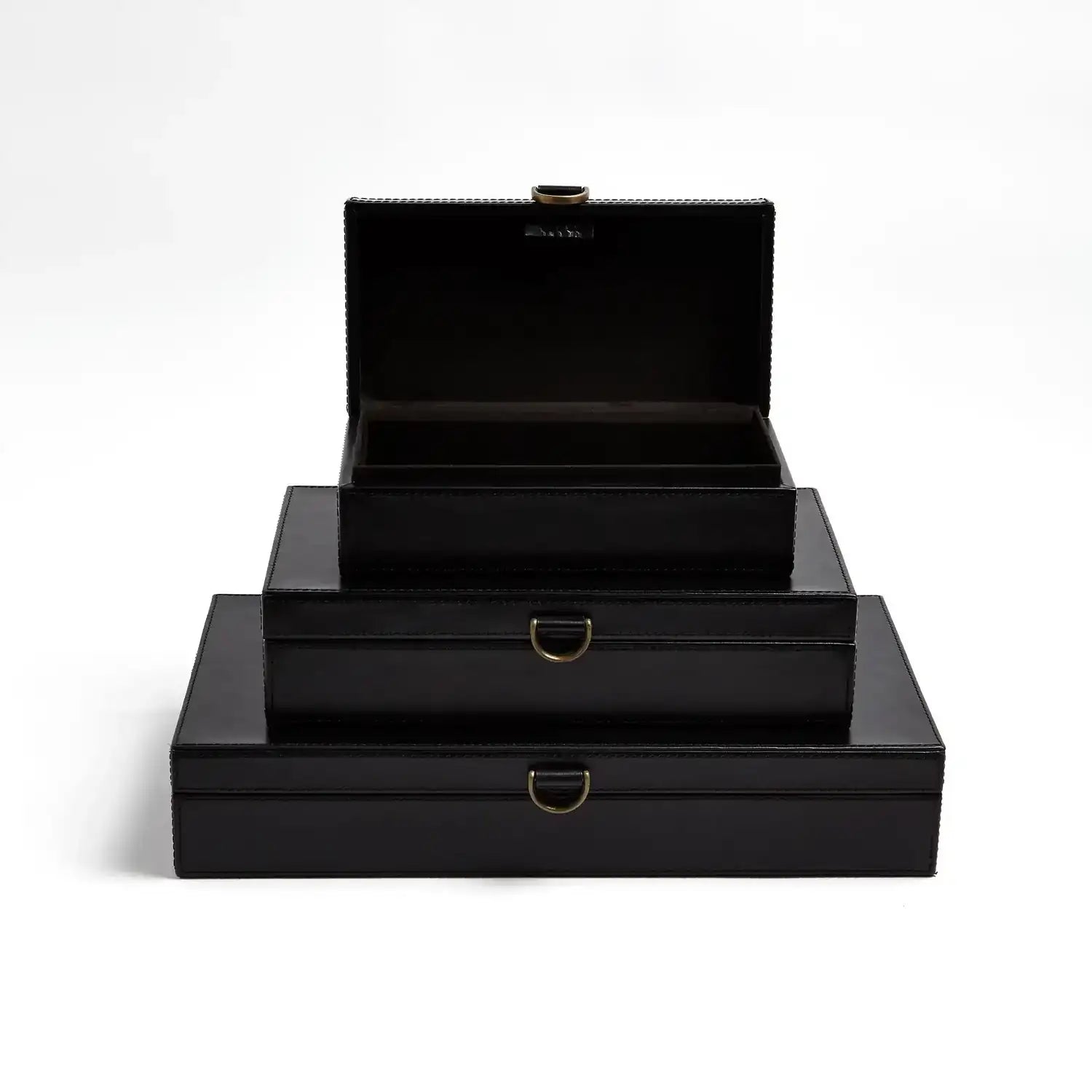 GLOBAL VIEWS MARBLED LEATHER D RING BOX - Decorative Accents