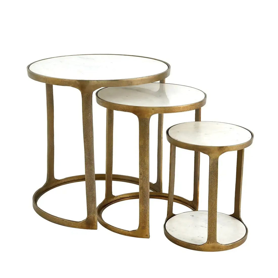 GLOBAL VIEWS S/3 MARBLE TOP NESTING TABLES - Side