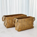 GLOBAL VIEWS SOFT WOVEN LEATHER BASKET - Decorative Accents