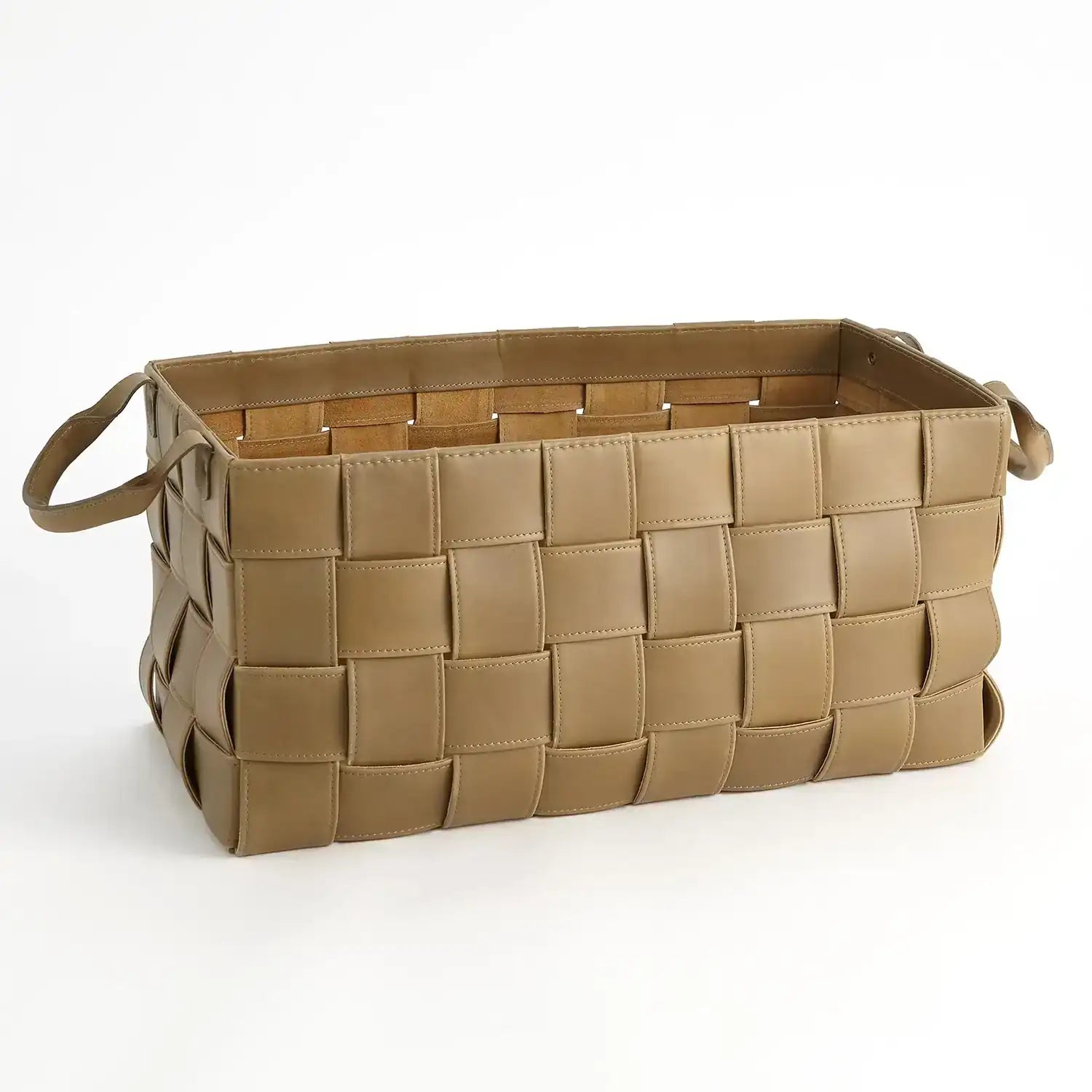 GLOBAL VIEWS SOFT WOVEN LEATHER BASKET - Decorative Accents
