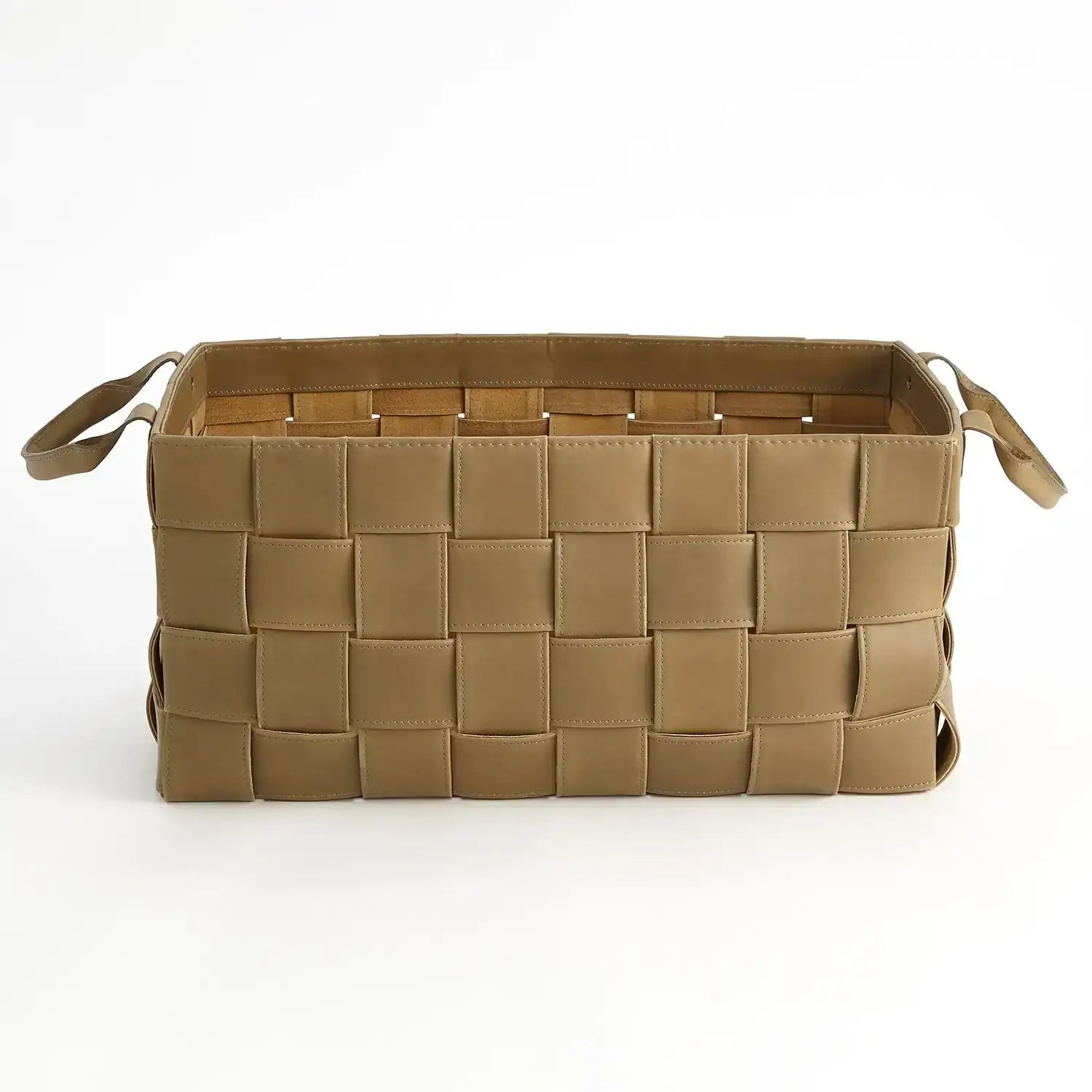 GLOBAL VIEWS SOFT WOVEN LEATHER BASKET - Decorative Accents