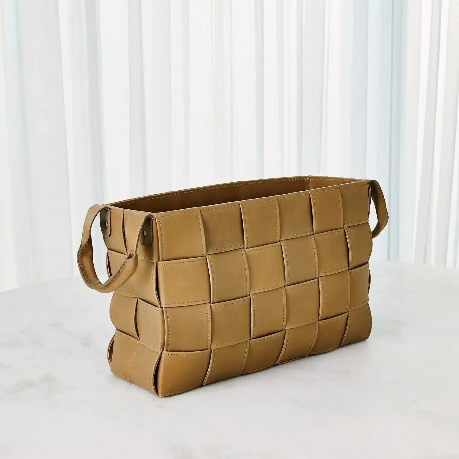 GLOBAL VIEWS SOFT WOVEN LEATHER BASKET - Decorative Accents