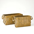 GLOBAL VIEWS SOFT WOVEN LEATHER BASKET - Decorative Accents