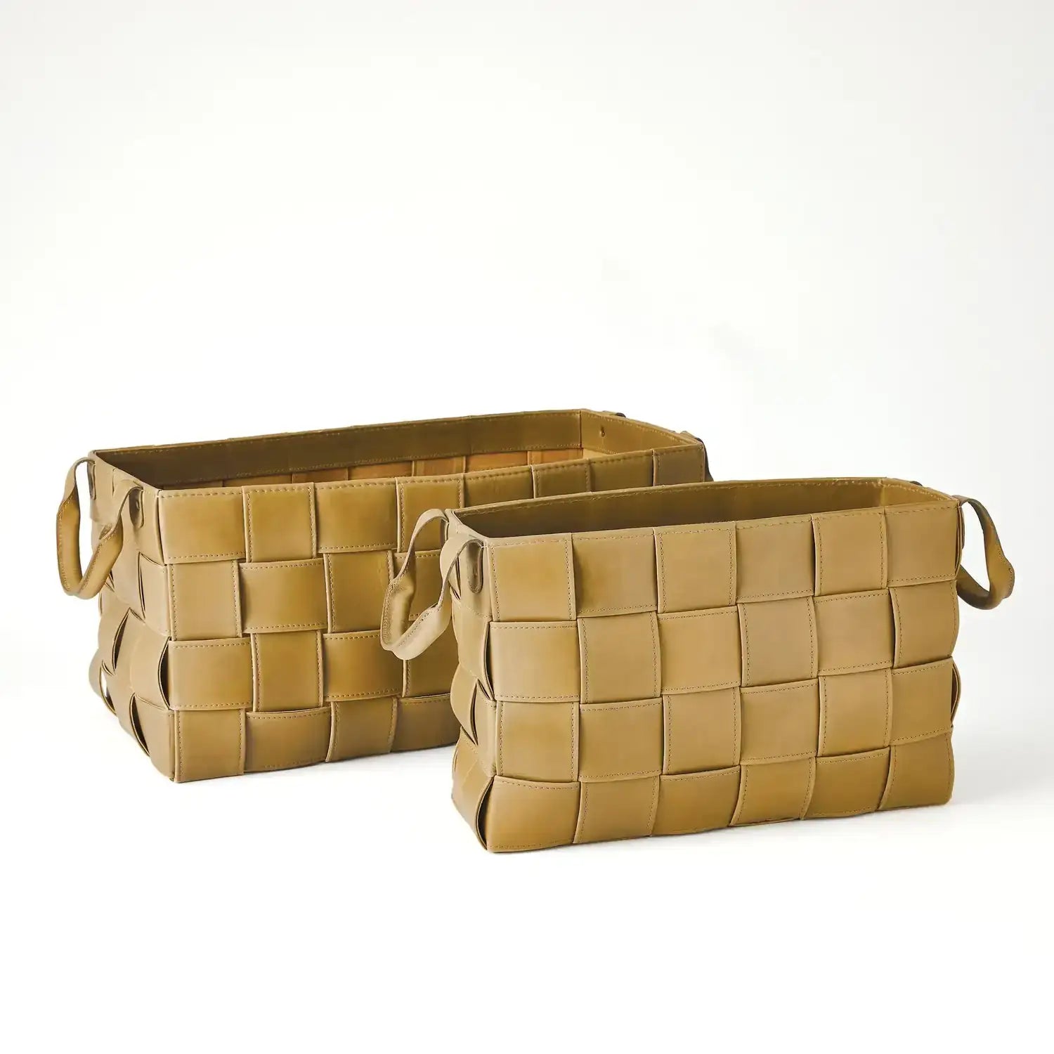 GLOBAL VIEWS SOFT WOVEN LEATHER BASKET - Decorative Accents