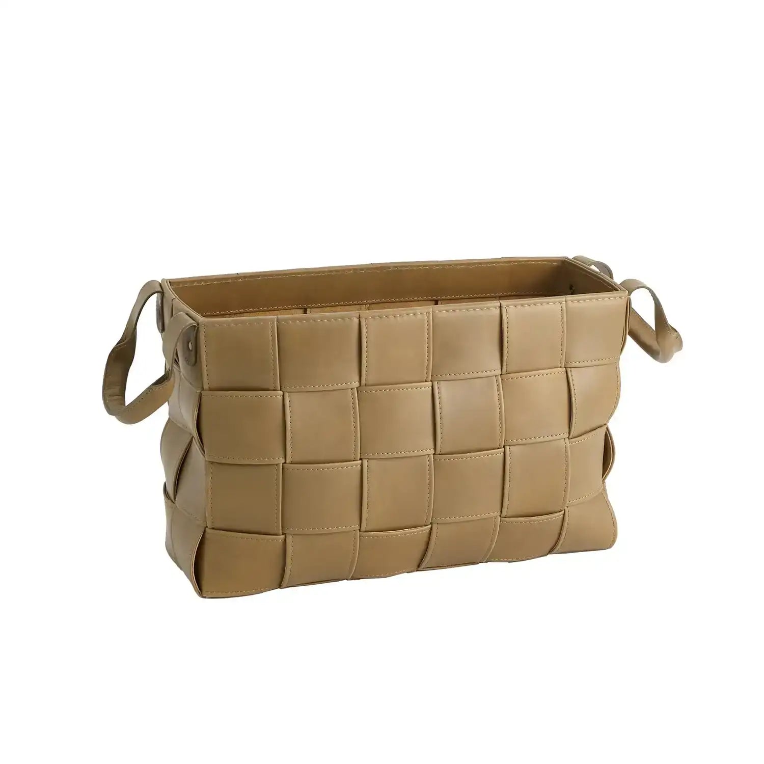 GLOBAL VIEWS SOFT WOVEN LEATHER BASKET - Decorative Accents