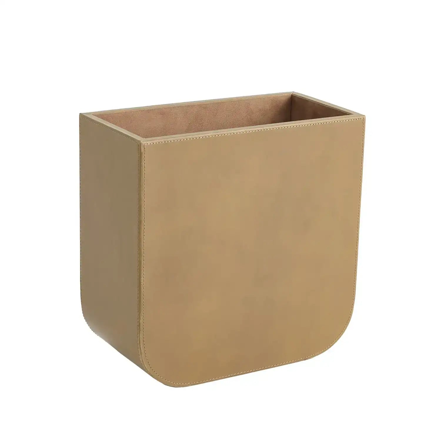 GLOBAL VIEWS RADIUS EDGE LEATHER WASTEBASKET - Decorative Accents