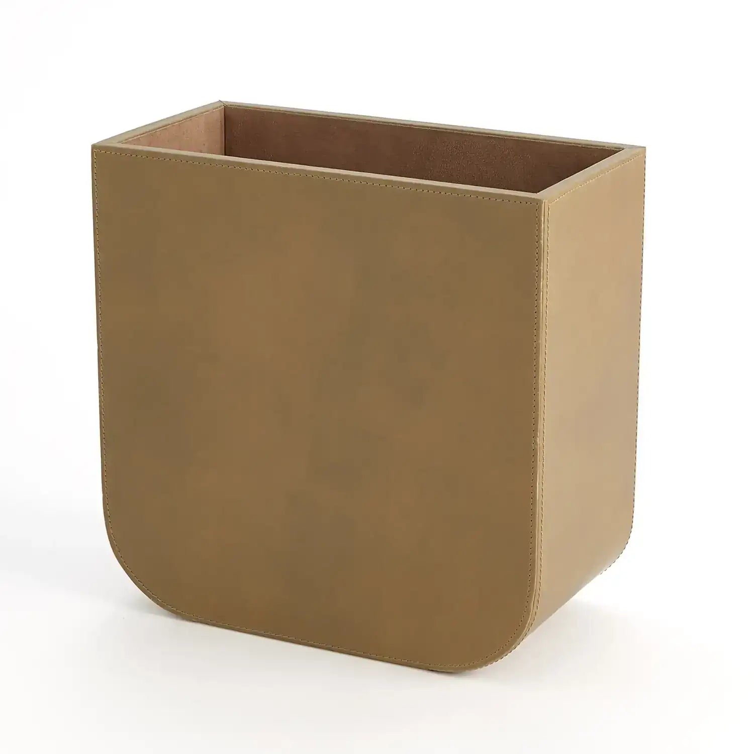GLOBAL VIEWS RADIUS EDGE LEATHER WASTEBASKET - Decorative Accents