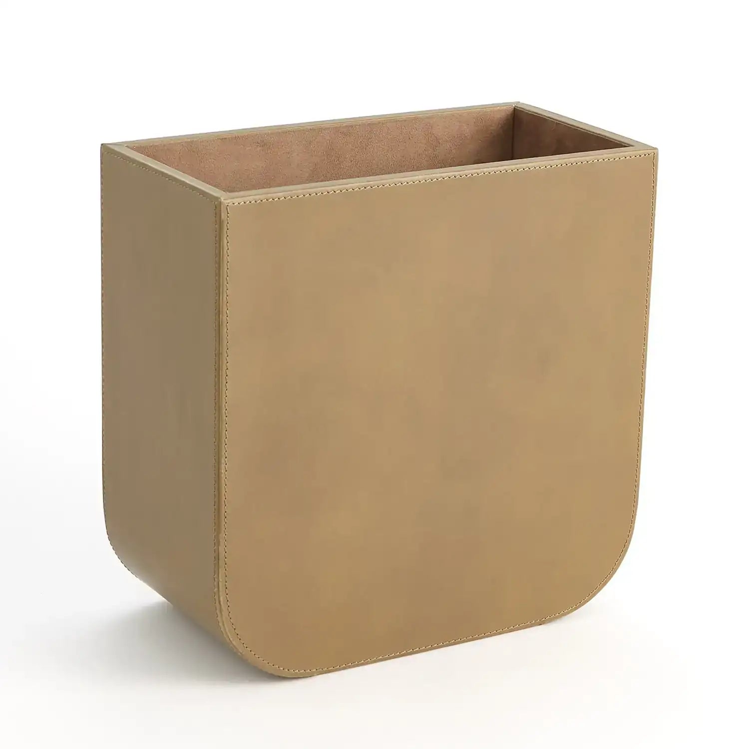 GLOBAL VIEWS RADIUS EDGE LEATHER WASTEBASKET - Decorative Accents