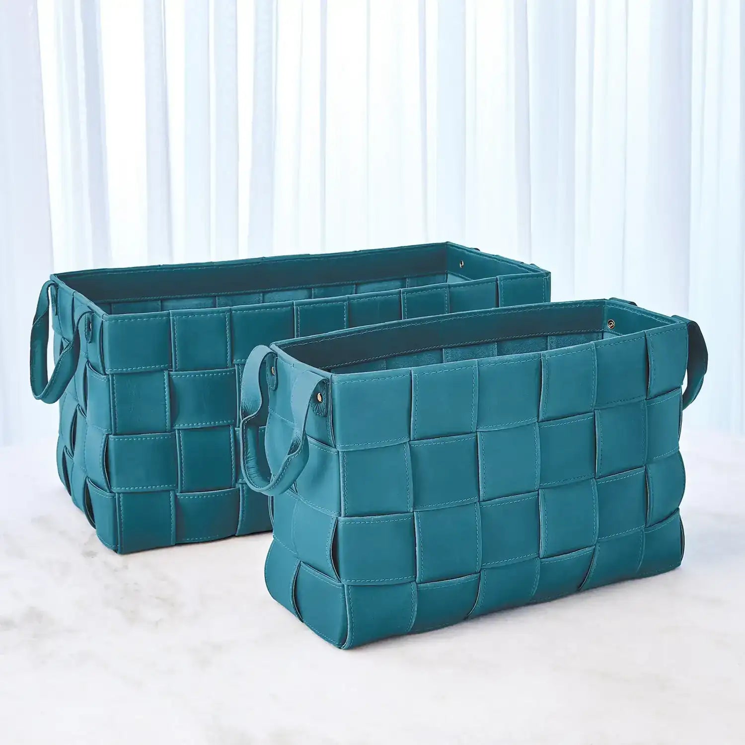 GLOBAL VIEWS SOFT WOVEN LEATHER BASKET - Decorative Accents