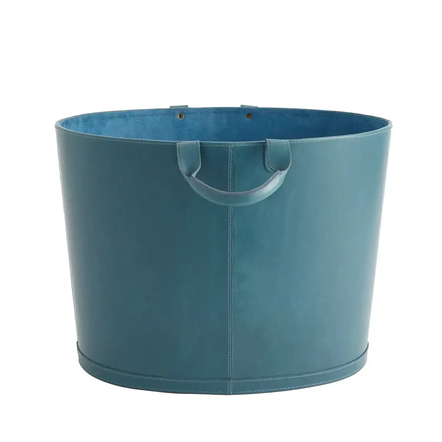GLOBAL VIEWS OVERSIZED OVAL LEATHER BASKET - Decorative Accents