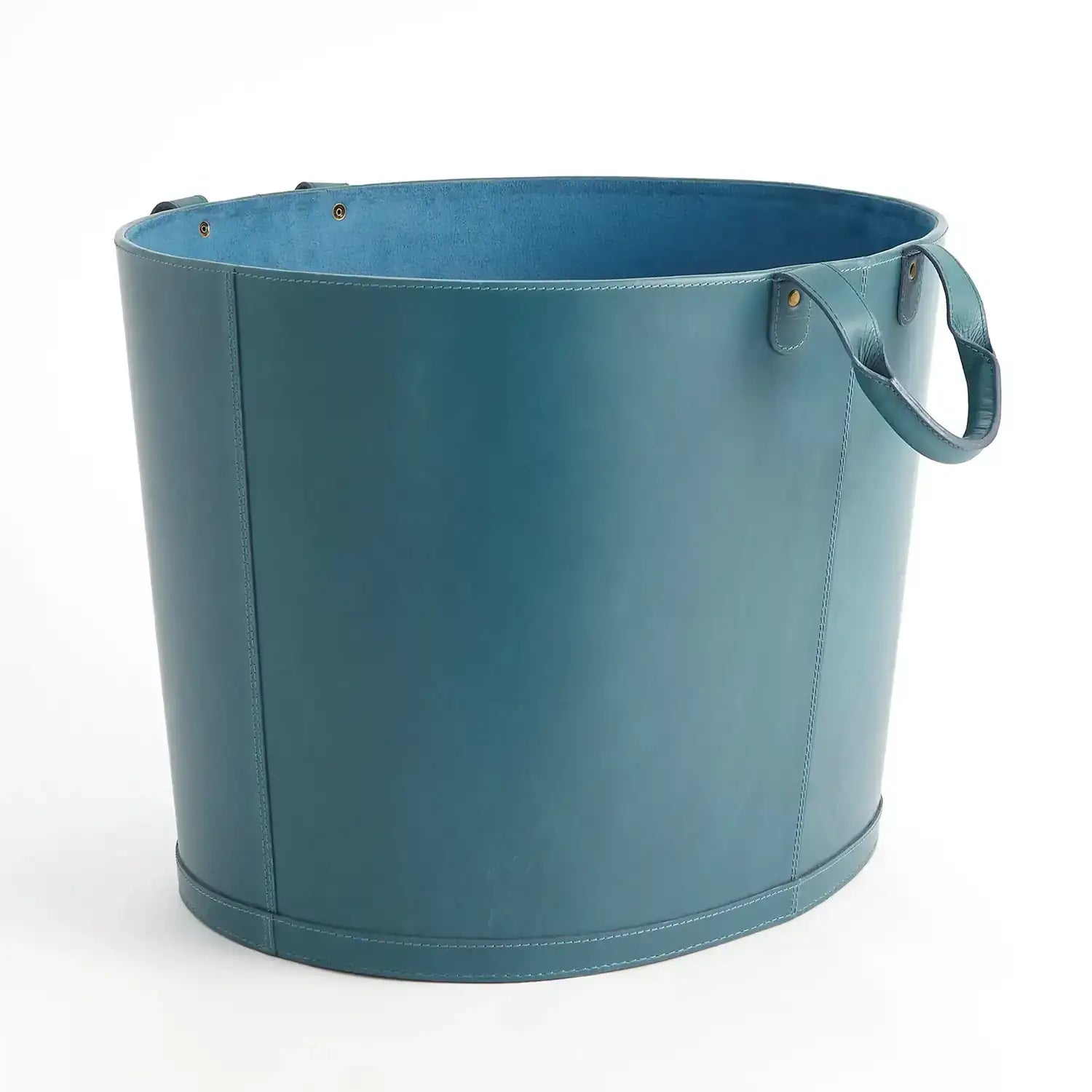 GLOBAL VIEWS OVERSIZED OVAL LEATHER BASKET - Decorative Accents